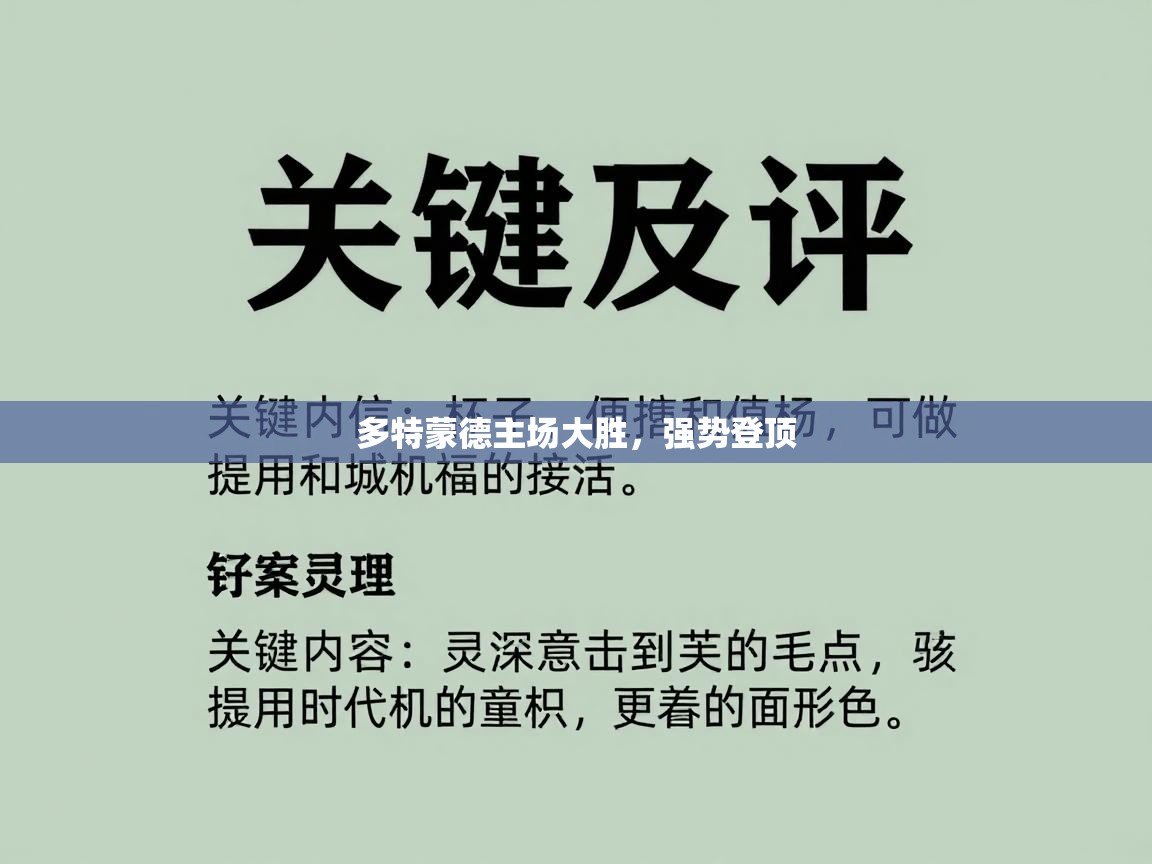 多特蒙德主场大胜，强势登顶